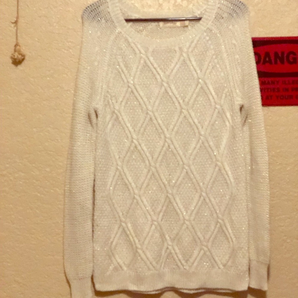 Sparkly White Faded Glory Sweater